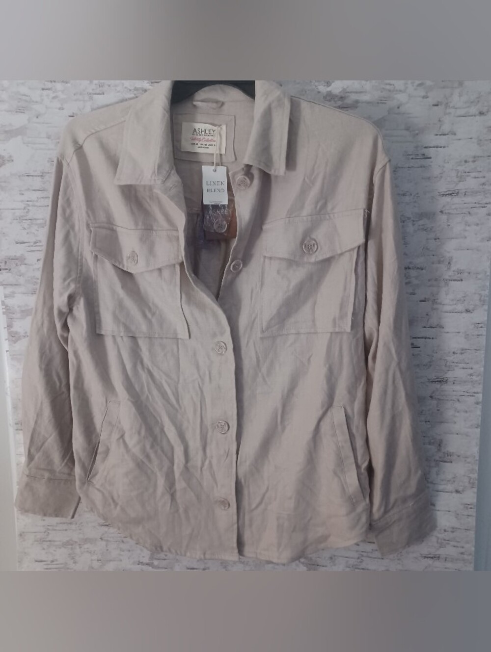 Ashley By 26 Linen Utility Jacket Sz M